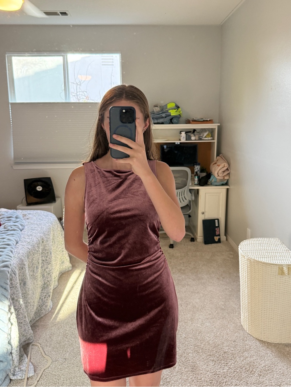 wild fable Sleeveless Velvet Mini Dress in Burgundy